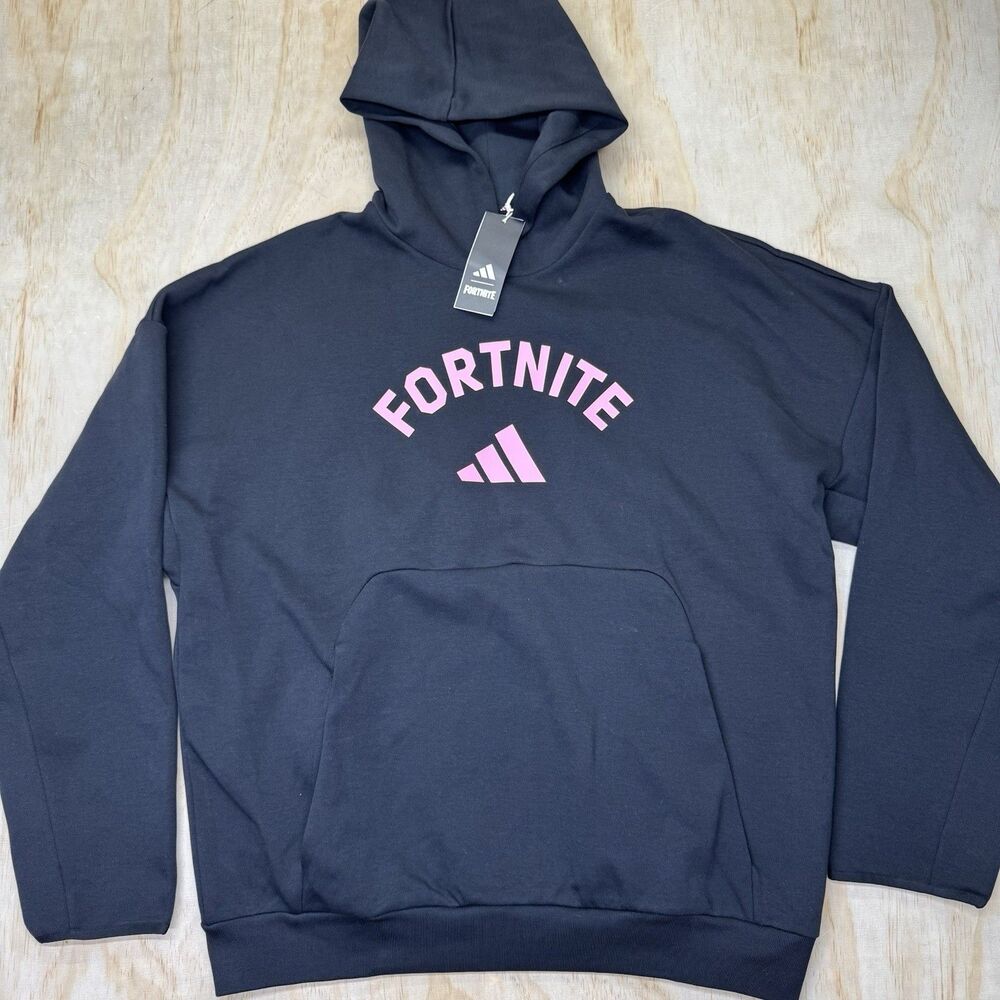 NEW Adidas x Fortnite Future Icons Hoodie Black Pink Sz LG Mens JV9950